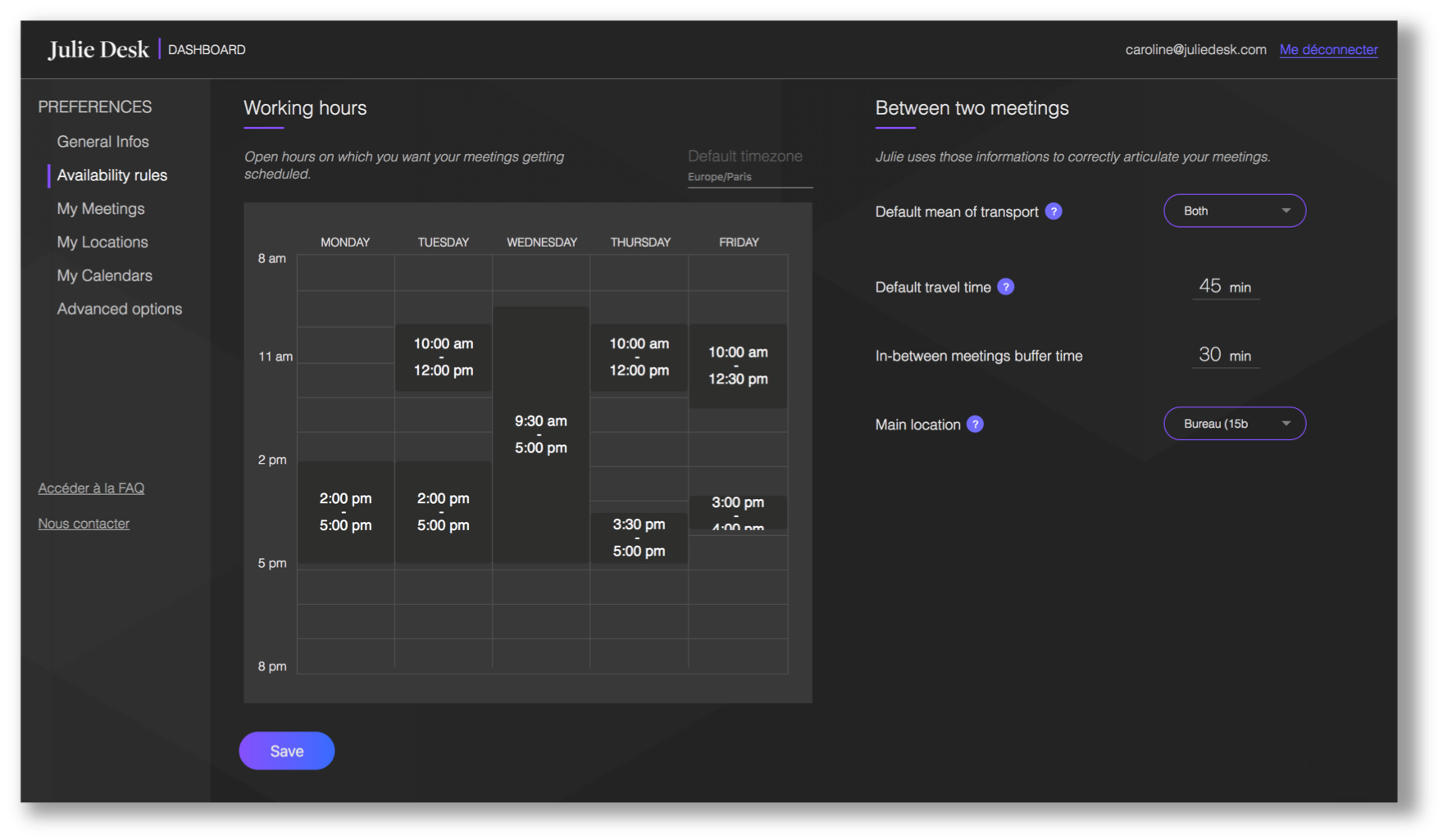 dashboard - calendar and time management